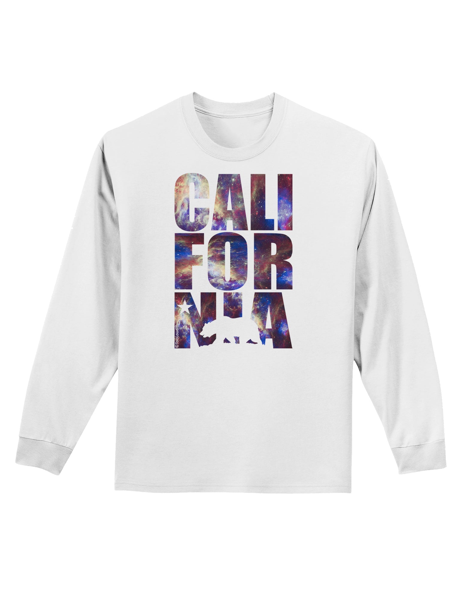 California Republic Design - Space Nebula Print Adult Long Sleeve Shirt by TooLoud-Long Sleeve Shirt-TooLoud-White-Small-Davson Sales