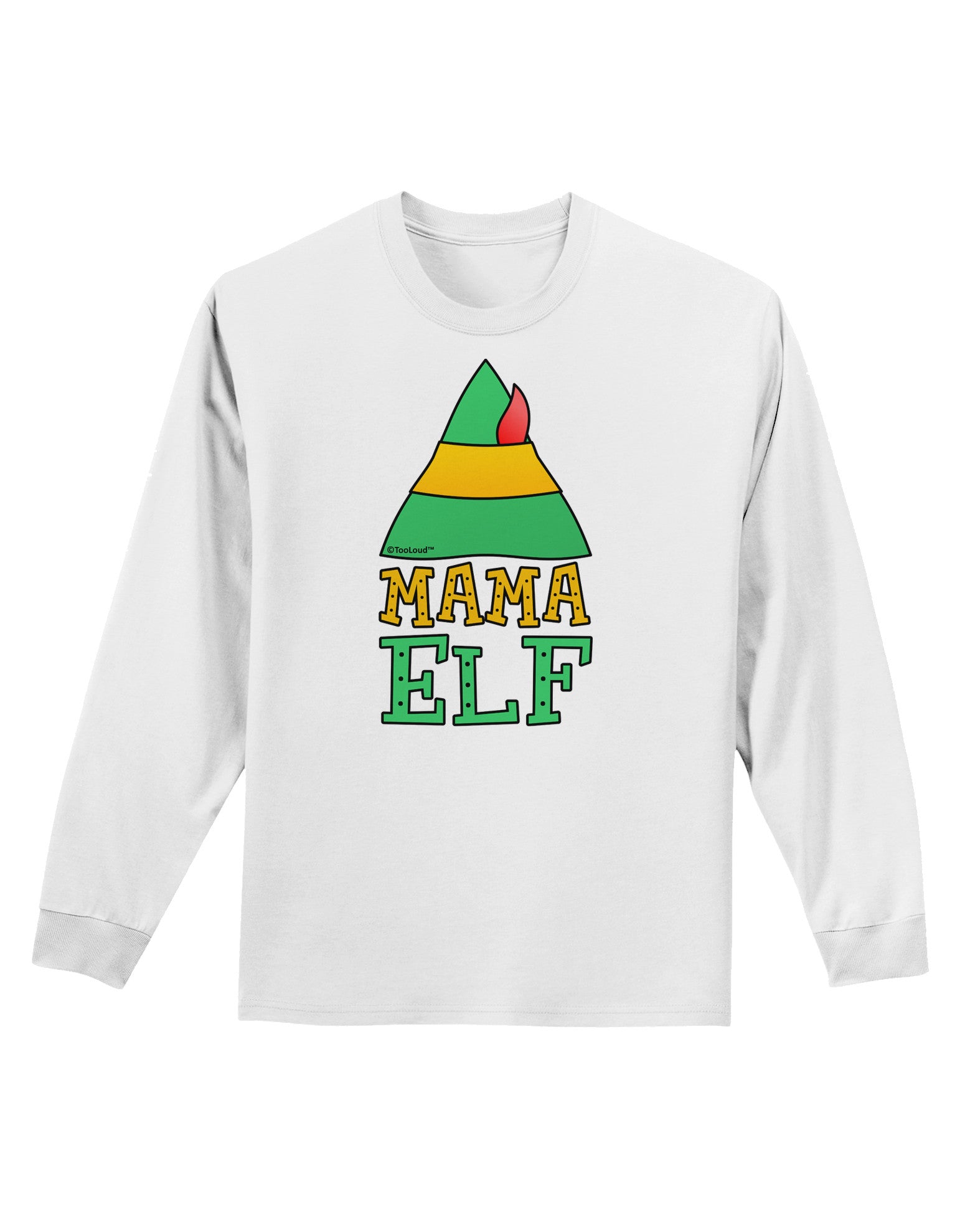 Matching Christmas Design - Elf Family - Mama Elf Adult Long Sleeve Shirt-Long Sleeve Shirt-TooLoud-White-Small-Davson Sales