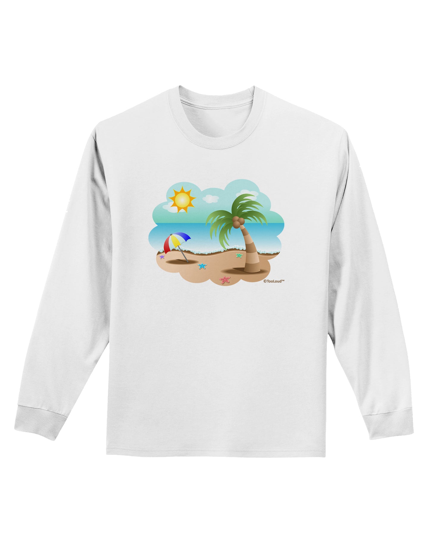 Fun Summer Beach Scene Adult Long Sleeve Shirt by TooLoud-Long Sleeve Shirt-TooLoud-White-Small-Davson Sales