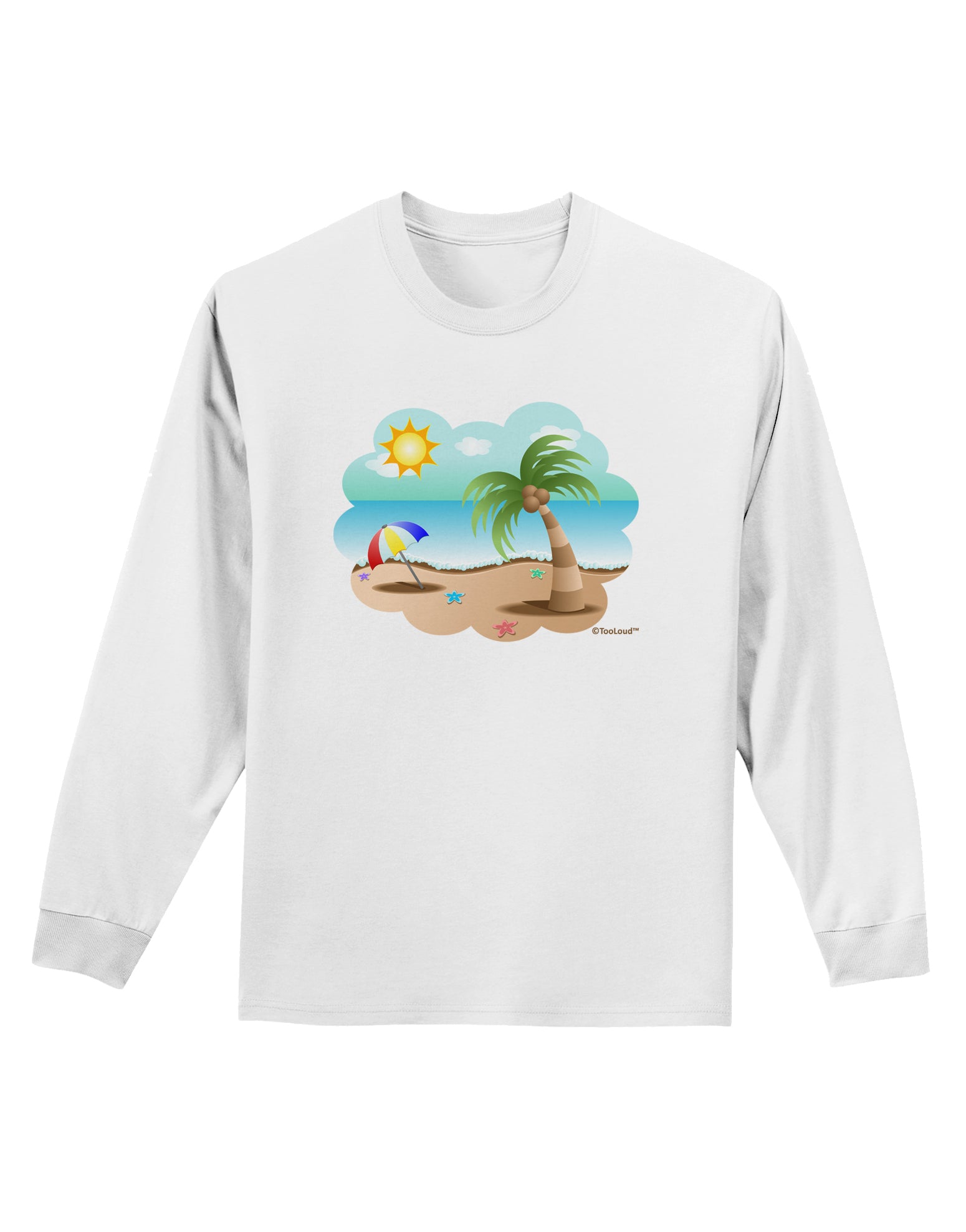 Fun Summer Beach Scene Adult Long Sleeve Shirt by TooLoud-Long Sleeve Shirt-TooLoud-White-Small-Davson Sales