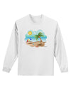 Fun Summer Beach Scene Adult Long Sleeve Shirt by TooLoud-Long Sleeve Shirt-TooLoud-White-Small-Davson Sales