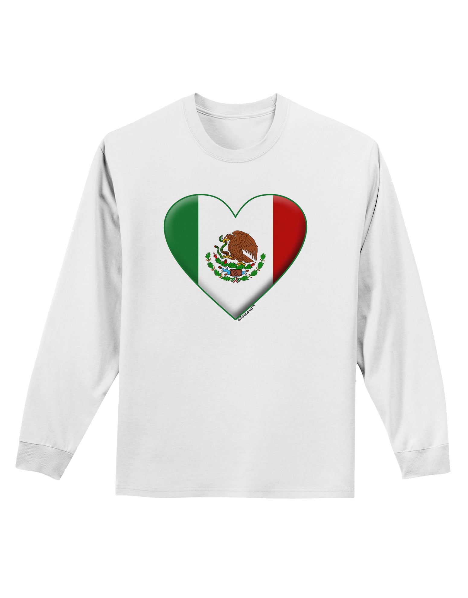 Mexican Flag Heart - Beveled Adult Long Sleeve Shirt by TooLoud-Long Sleeve Shirt-TooLoud-White-Small-Davson Sales