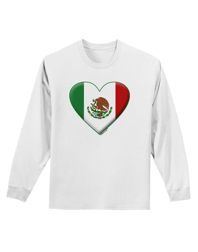 Mexican Flag Heart - Beveled Adult Long Sleeve Shirt by TooLoud-Long Sleeve Shirt-TooLoud-White-Small-Davson Sales