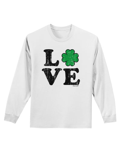 Irish Love - Distressed Adult Long Sleeve Shirt by TooLoud-Long Sleeve Shirt-TooLoud-White-Small-Davson Sales