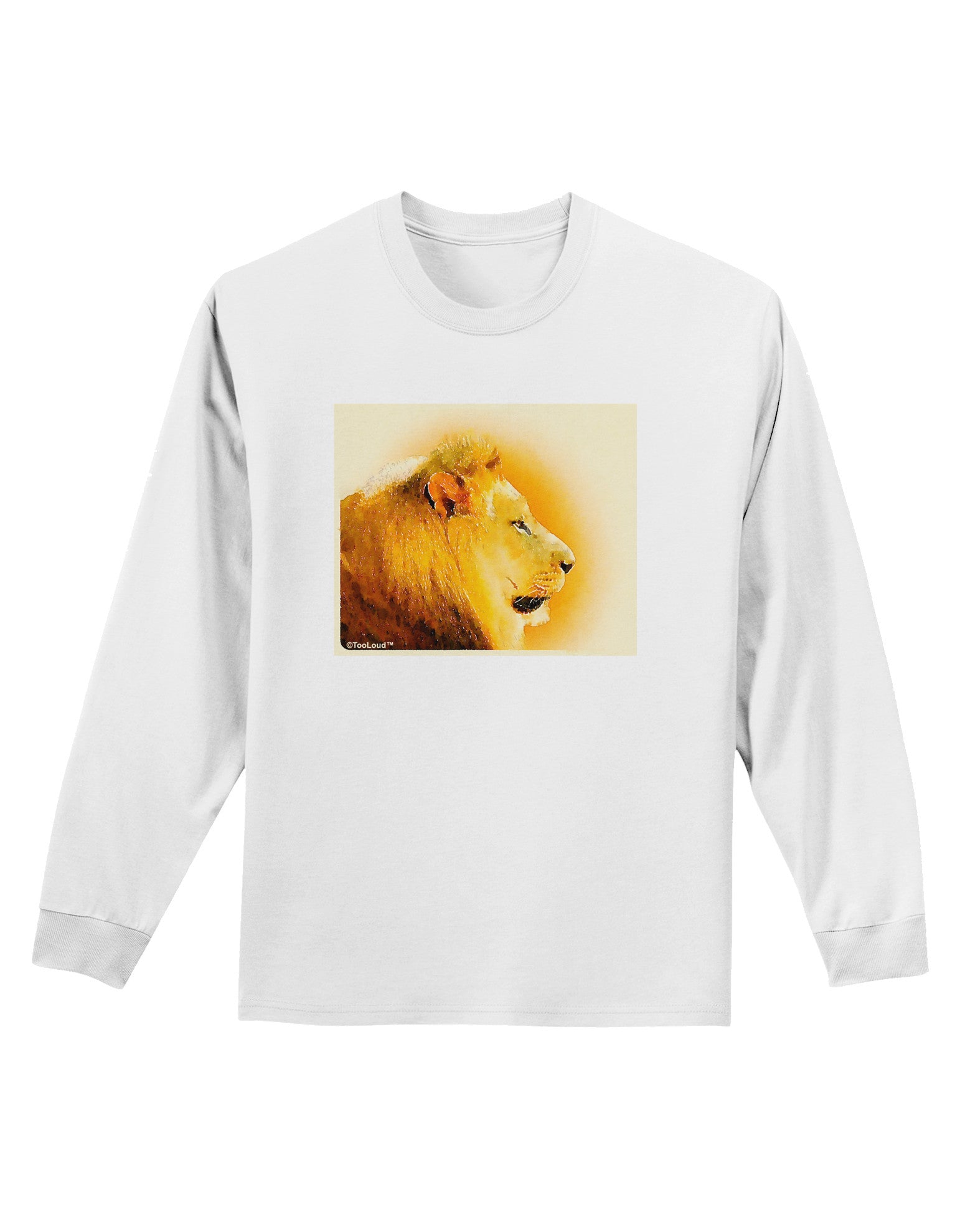 Lion Watercolor 3 Adult Long Sleeve Shirt-Long Sleeve Shirt-TooLoud-White-Small-Davson Sales