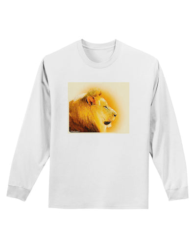 Lion Watercolor 3 Adult Long Sleeve Shirt-Long Sleeve Shirt-TooLoud-White-Small-Davson Sales