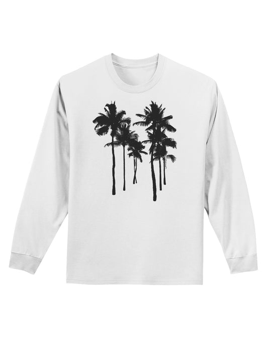 Palm Rows Silhouette Adult Long Sleeve Shirt-Long Sleeve Shirt-TooLoud-White-Small-Davson Sales