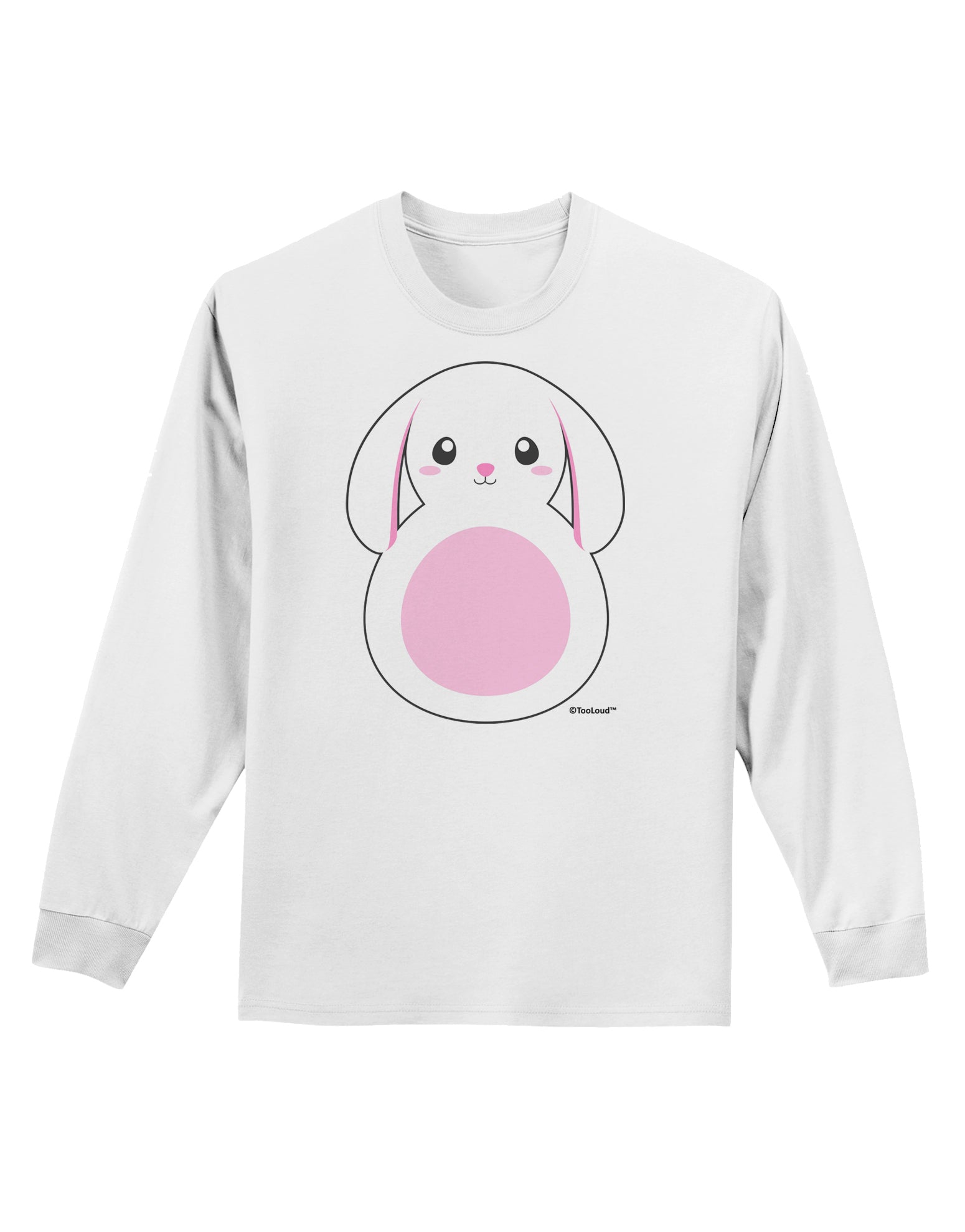 Cute Bunny with Floppy Ears - Pink Adult Long Sleeve Shirt by TooLoud-Long Sleeve Shirt-TooLoud-White-Small-Davson Sales