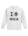 I Love NOLA Fleur de Lis Adult Long Sleeve Shirt-Long Sleeve Shirt-TooLoud-White-Small-Davson Sales