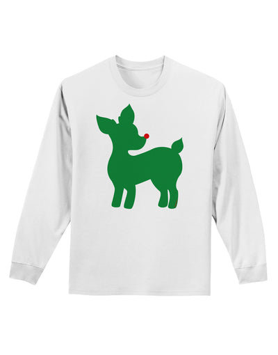 Cute Red and Green Rudolph - Christmas Adult Long Sleeve Shirt by TooLoud-Long Sleeve Shirt-TooLoud-White-Small-Davson Sales