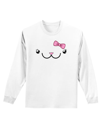 Kyu-T Face - Kawa Cute Girl Animal Adult Long Sleeve Shirt-Long Sleeve Shirt-TooLoud-White-Small-Davson Sales