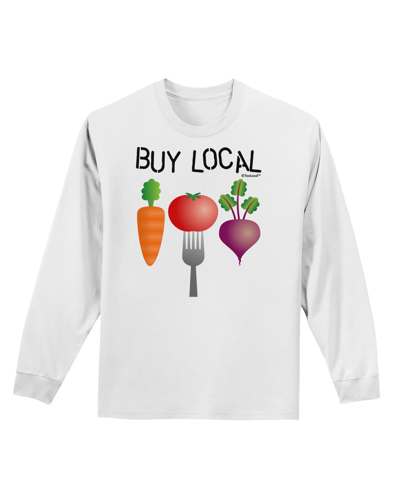 Buy Local - Vegetables Design Adult Long Sleeve Shirt-Long Sleeve Shirt-TooLoud-White-Small-Davson Sales