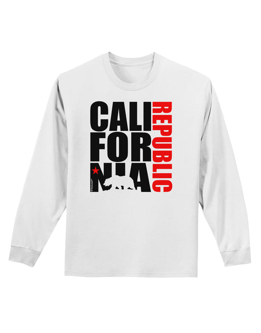 California Republic Design - California Red Star and Bear Adult Long Sleeve Shirt by TooLoud-Long Sleeve Shirt-TooLoud-White-Small-Davson Sales