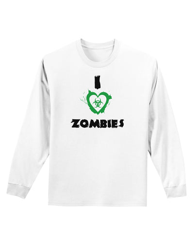 I Heart Zombies - Bio Hazard Heart Green Adult Long Sleeve Shirt-Long Sleeve Shirt-TooLoud-White-Small-Davson Sales