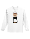 Cute Pilgrim Girl Thanksgiving Adult Long Sleeve Shirt-Long Sleeve Shirt-TooLoud-White-Small-Davson Sales