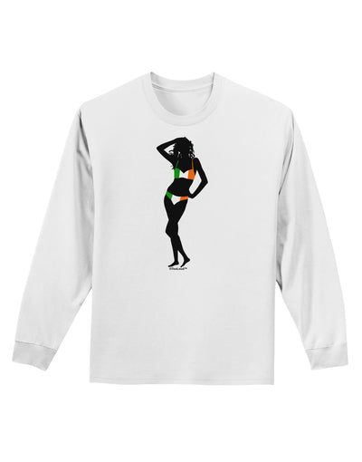 Irish Flag Bikini Shadow Adult Long Sleeve Shirt by TooLoud-Long Sleeve Shirt-TooLoud-White-Small-Davson Sales