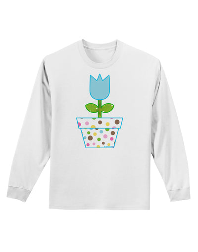 Easter Tulip Design - Blue Adult Long Sleeve Shirt by TooLoud-Long Sleeve Shirt-TooLoud-White-Small-Davson Sales