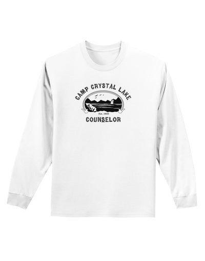 Camp Crystal Lake Counselor - Friday 13 Adult Long Sleeve Shirt-Long Sleeve Shirt-TooLoud-White-Small-Davson Sales