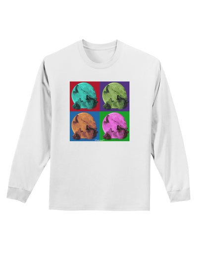 Three Wolves Howling - Pop-Art #1 Adult Long Sleeve Shirt by TooLoud-Long Sleeve Shirt-TooLoud-White-Small-Davson Sales