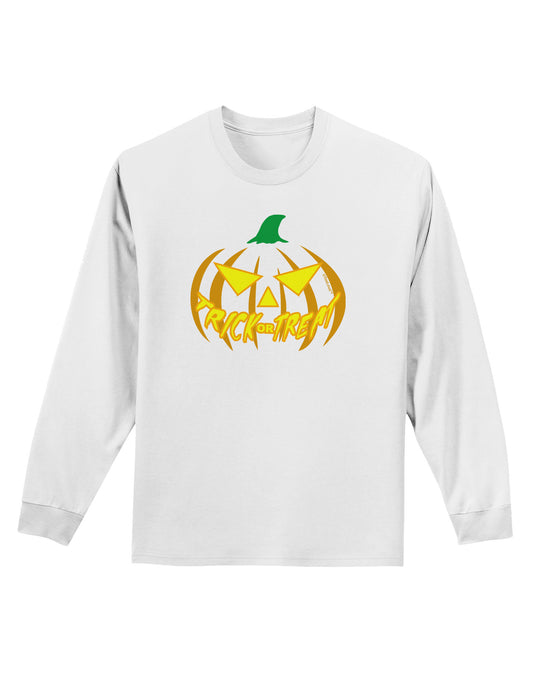 Trick or Treat Jack Yellow Adult Long Sleeve Shirt-Long Sleeve Shirt-TooLoud-White-Small-Davson Sales