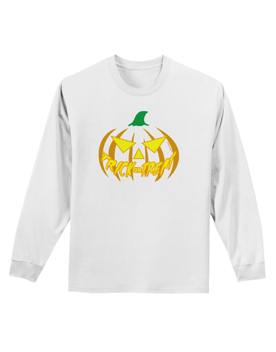 Trick or Treat Jack Yellow Adult Long Sleeve Shirt-Long Sleeve Shirt-TooLoud-White-Small-Davson Sales