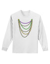 Mardi Gras Beads Necklaces Adult Long Sleeve Shirt-Long Sleeve Shirt-TooLoud-White-Small-Davson Sales