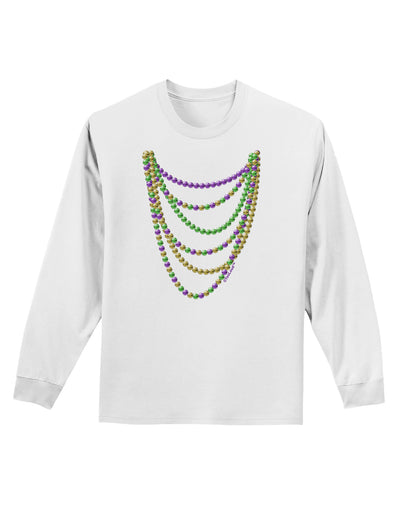 Mardi Gras Beads Necklaces Adult Long Sleeve Shirt-Long Sleeve Shirt-TooLoud-White-Small-Davson Sales