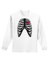 Black Skeleton Bones Ribcage with Heart Adult Long Sleeve Shirt-Long Sleeve Shirt-TooLoud-White-Small-Davson Sales