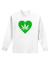 Marijuana Leaf Heart Green Adult Long Sleeve Shirt-Long Sleeve Shirt-TooLoud-White-Small-Davson Sales