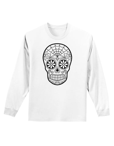 Color Your Own Dia de los Muertos Calavera Adult Long Sleeve Shirt-Long Sleeve Shirt-TooLoud-White-Small-Davson Sales