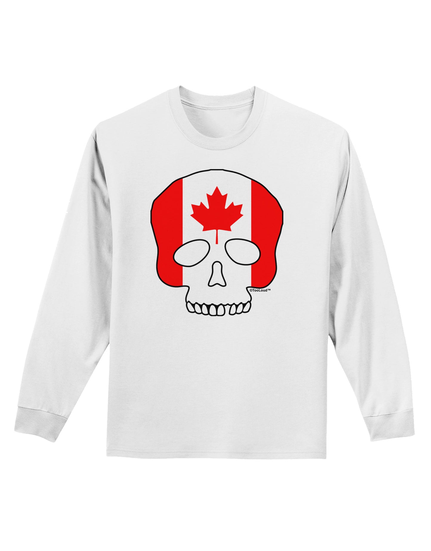 Skull Flag Canada Adult Long Sleeve Shirt-Long Sleeve Shirt-TooLoud-White-Small-Davson Sales