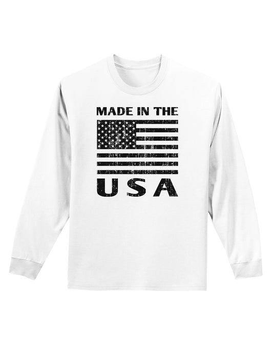 Distressed Made in the USA American Flag Adult Long Sleeve Shirt-TooLoud-White-Small-Davson Sales