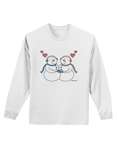 Cute Snowman Couple Adult Long Sleeve Shirt by TooLoud-Long Sleeve Shirt-TooLoud-White-Small-Davson Sales