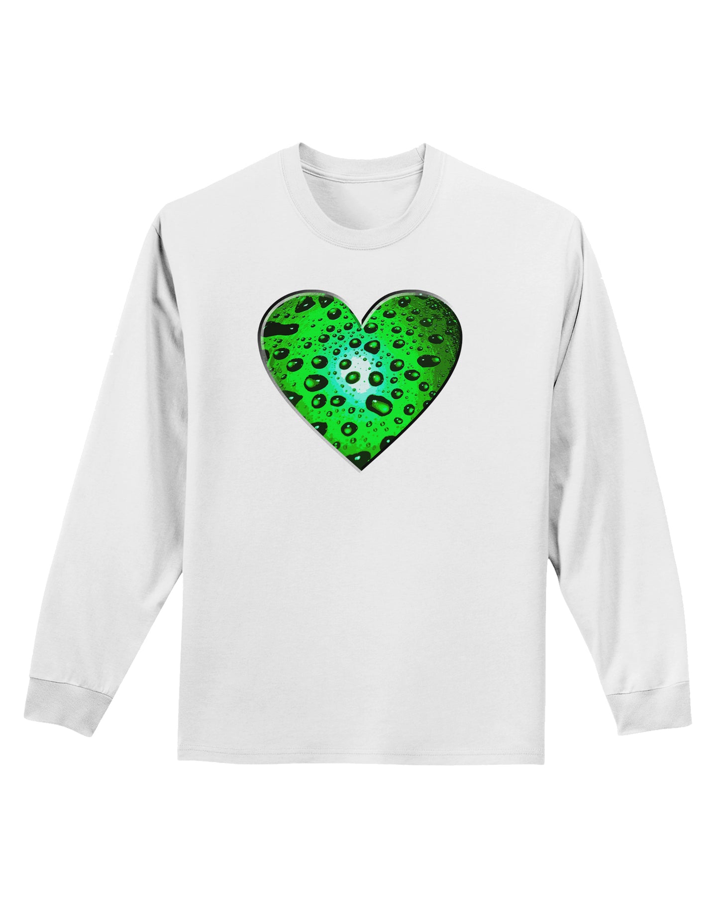 Water Droplet Heart Green Adult Long Sleeve Shirt by TooLoud-Long Sleeve Shirt-TooLoud-White-Small-Davson Sales