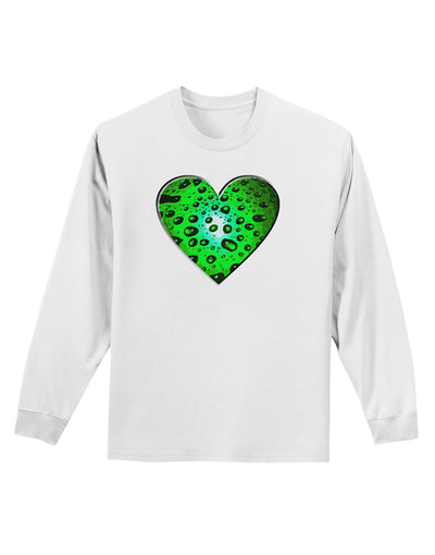 Water Droplet Heart Green Adult Long Sleeve Shirt by TooLoud-Long Sleeve Shirt-TooLoud-White-Small-Davson Sales