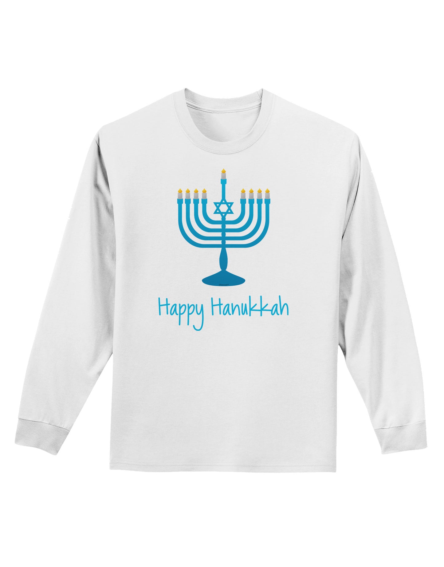 Happy Hanukkah Menorah Adult Long Sleeve Shirt-Long Sleeve Shirt-TooLoud-White-Small-Davson Sales