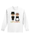 Cute Pilgrim Couple Happy Thanksgiving Adult Long Sleeve Shirt-Long Sleeve Shirt-TooLoud-White-Small-Davson Sales