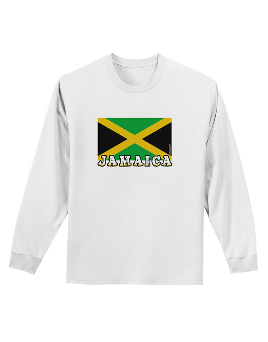 Jamaica Flag Adult Long Sleeve Shirt-Long Sleeve Shirt-TooLoud-White-Small-Davson Sales