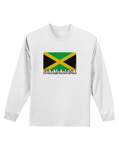 Jamaica Flag Adult Long Sleeve Shirt-Long Sleeve Shirt-TooLoud-White-Small-Davson Sales