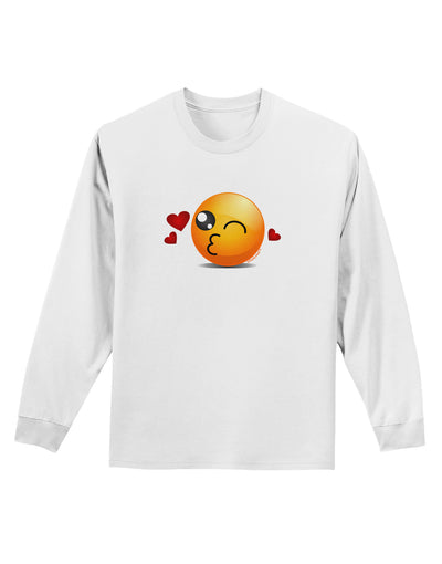 Kissy Face Emoji Adult Long Sleeve Shirt-Long Sleeve Shirt-TooLoud-White-Small-Davson Sales