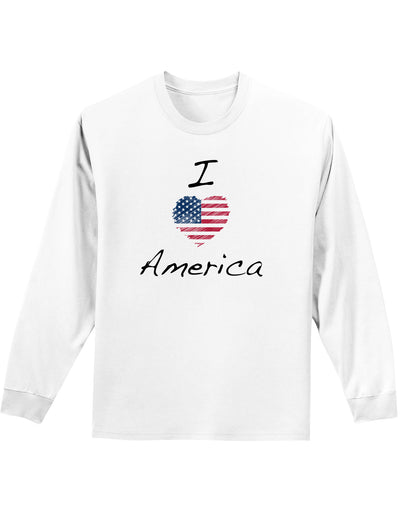 I Heart America Scribble Adult Long Sleeve Shirt-Long Sleeve Shirt-TooLoud-White-Small-Davson Sales