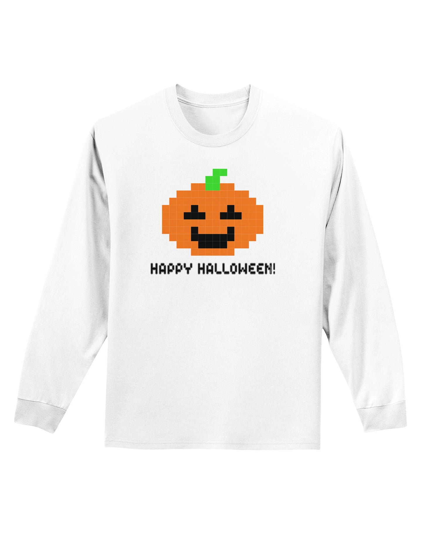 Pixel Pumpkin - Halloween Adult Long Sleeve Shirt-Long Sleeve Shirt-TooLoud-White-Small-Davson Sales