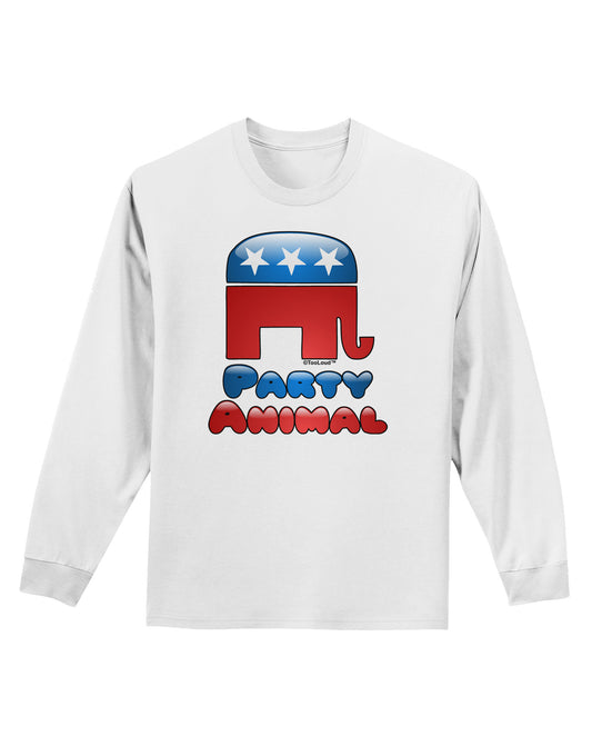 Republican Party Animal Adult Long Sleeve Shirt-Long Sleeve Shirt-TooLoud-White-Small-Davson Sales