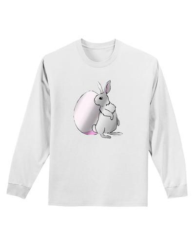 Easter Bunny and Egg Metallic - Silver Adult Long Sleeve Shirt by TooLoud-Long Sleeve Shirt-TooLoud-White-Small-Davson Sales