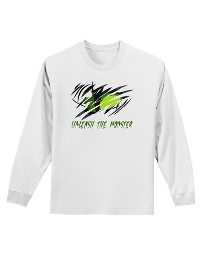 TooLoud Unleash The Monster Adult Long Sleeve Shirt-Long Sleeve Shirt-TooLoud-White-Small-Davson Sales