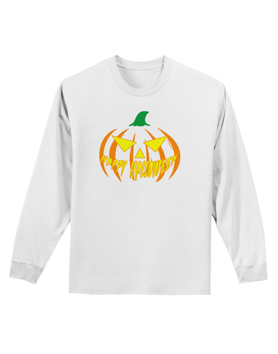 Happy Halloween Jack Yellow Adult Long Sleeve Shirt-Long Sleeve Shirt-TooLoud-White-Small-Davson Sales