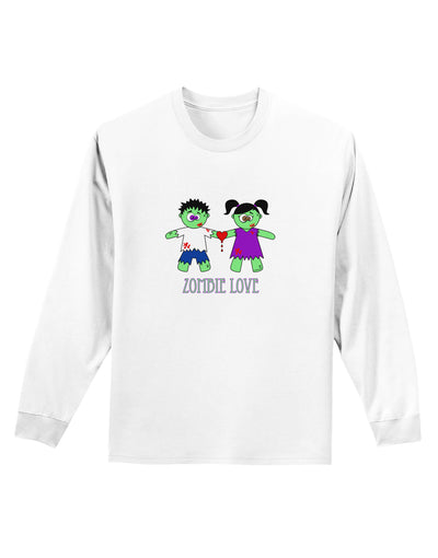 Zombie Love Couple Halloween Adult Long Sleeve Shirt-Long Sleeve Shirt-TooLoud-White-Small-Davson Sales