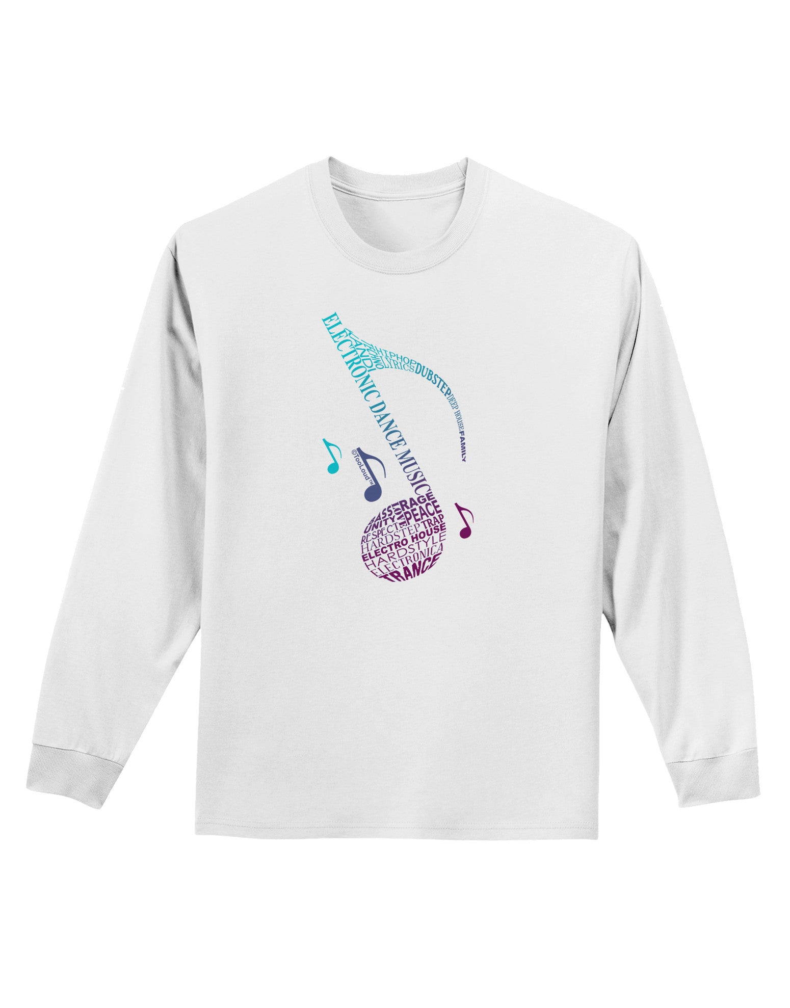 Music Note Typography Adult Long Sleeve Shirt-Long Sleeve Shirt-TooLoud-White-Small-Davson Sales