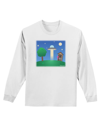 UFO Stopping At an Out-house Adult Long Sleeve Shirt by TooLoud-Long Sleeve Shirt-TooLoud-White-Small-Davson Sales