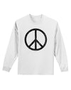 Peace Sign Symbol - Distressed Adult Long Sleeve Shirt-Long Sleeve Shirt-TooLoud-White-Small-Davson Sales